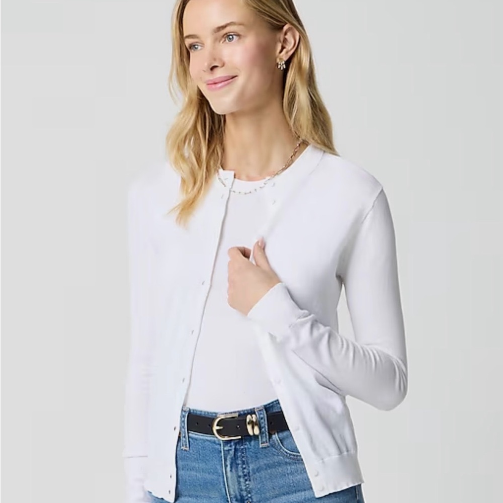 J Crew white classic cardigan
